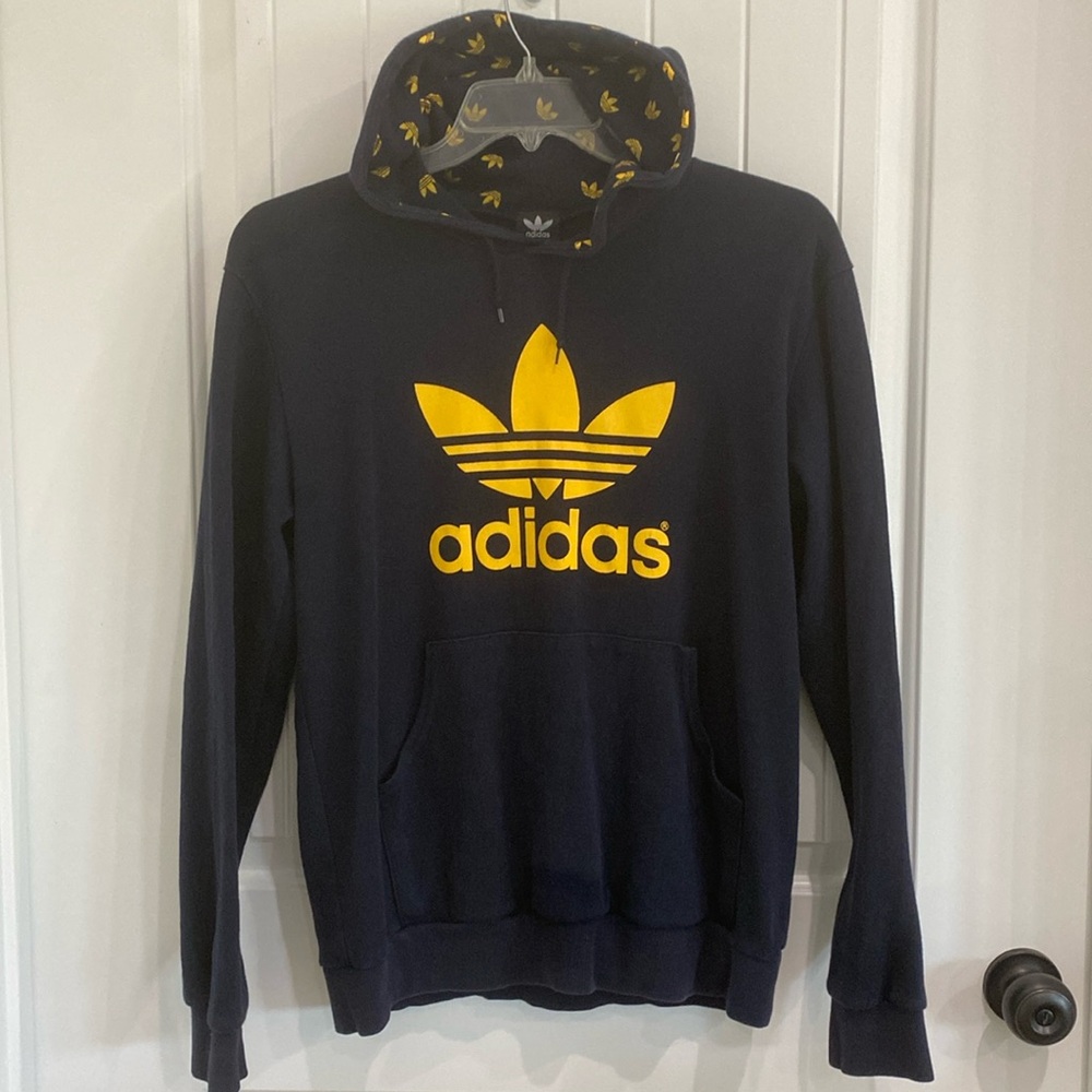 Adidas Blue and Yellow Hoodie - M